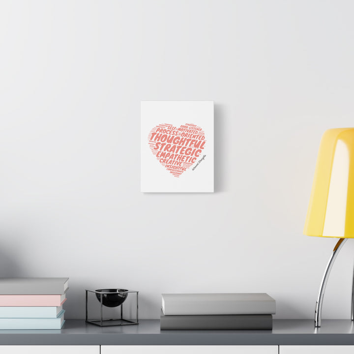 Introvert Strenghts Heart Canvas • Pink Thoughtful Wall Art