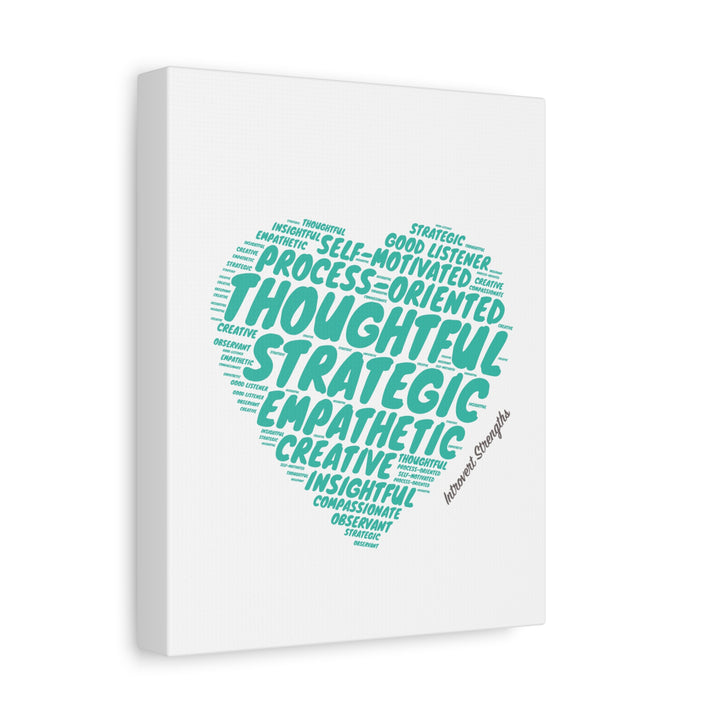 Introvert Strengths Heart • Teal Inspirational Wall Art Canvas 