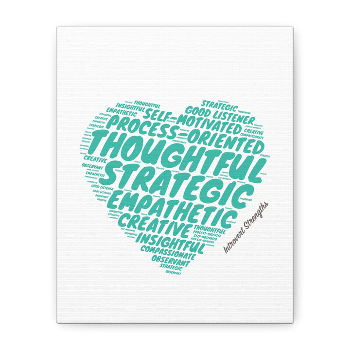 Introvert Strengths Heart • Teal Inspirational Wall Art Canvas 