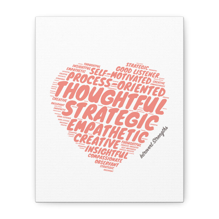 Introvert Strenghts Heart Canvas • Pink Thoughtful Wall Art