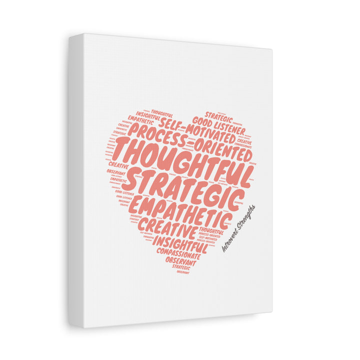 Introvert Strenghts Heart Canvas • Pink Thoughtful Wall Art