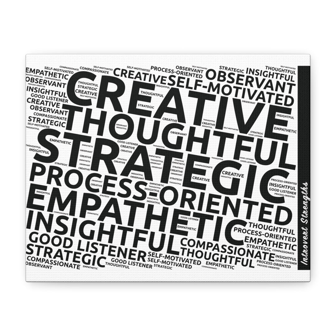 Introvert Strengths on Canvas • Motivational Wall Art • Black