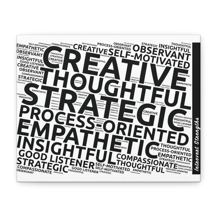 Introvert Strengths on Canvas • Motivational Wall Art • Black