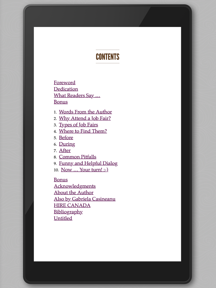 Contents of ebook Job Fairs: How to Get the Most of Your Participation