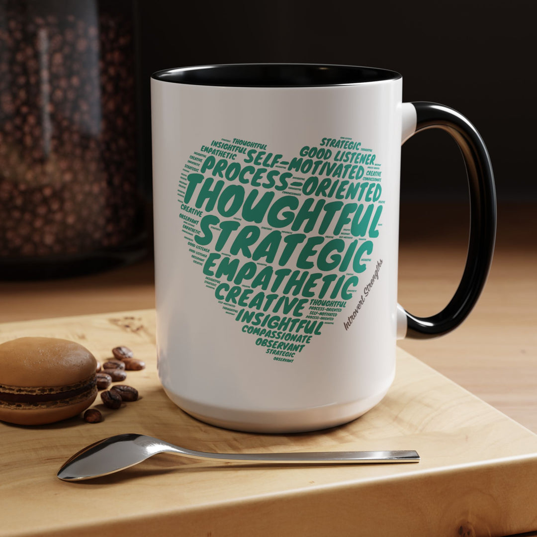 Introvert Strengths Heart • Teal Ceramic Mug