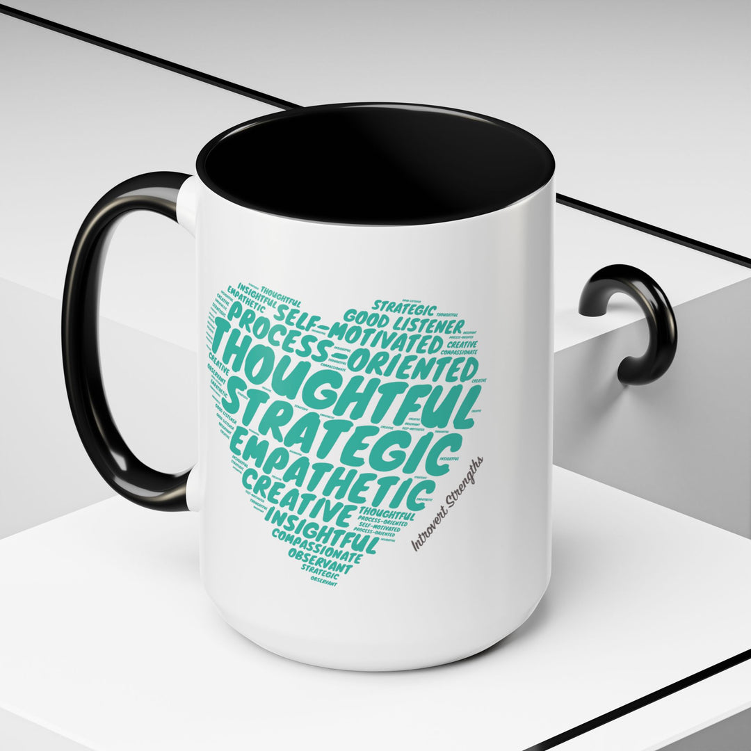 Introvert Strengths Heart • Teal Ceramic Mug