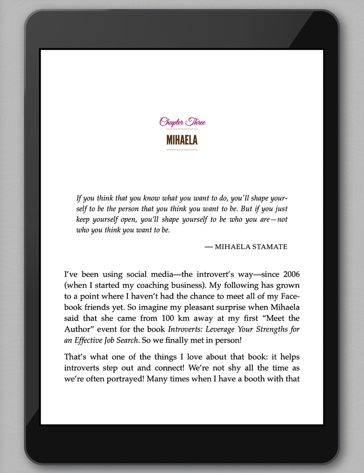  'Quiet Lessons for the Introvert’s Soul' ipad Mihaela chapter