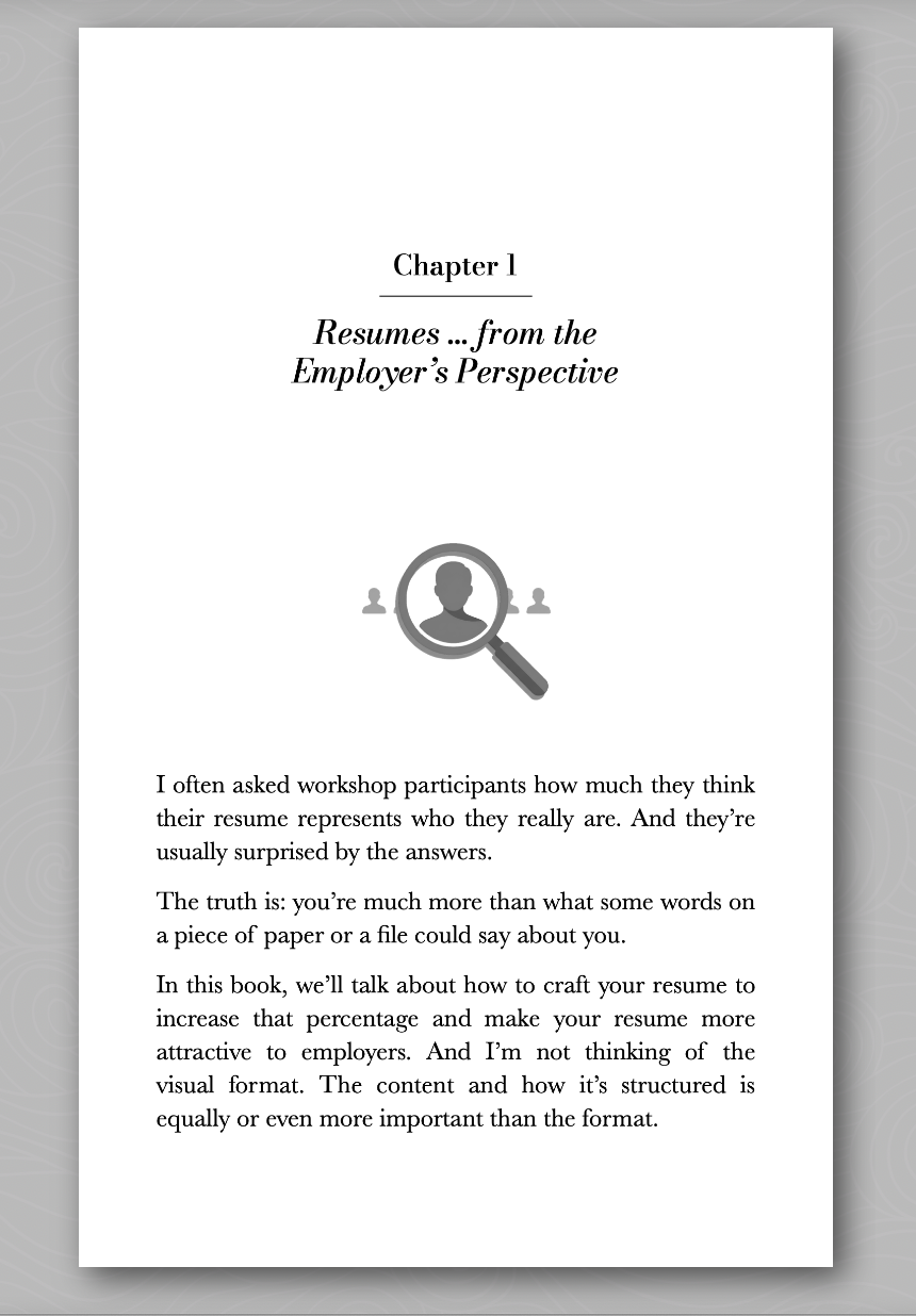 Printed page titled "Chapter 1 Resumes from employers perspective from Introvert&