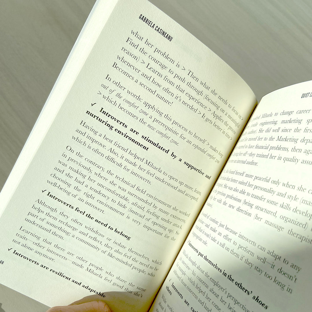 book Quiet Lessons for the Introvert’s Soul opened to a page with introvert strengths examples