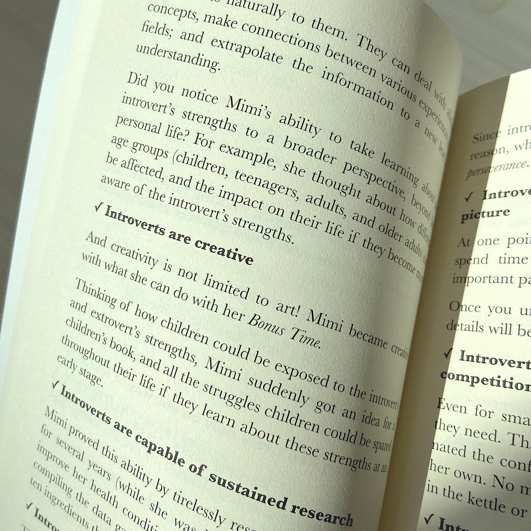 book Quiet Lessons for the Introvert’s Soul opened to a page where says introverts are creative