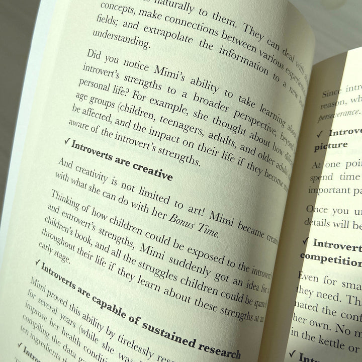 book Quiet Lessons for the Introvert’s Soul opened to a page where says introverts are creative