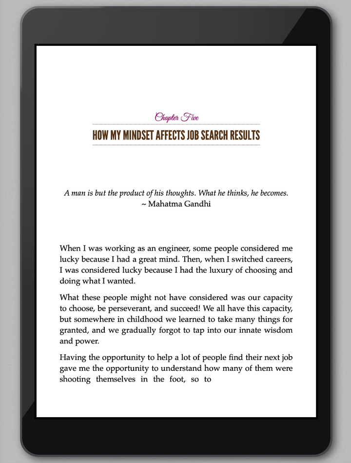 tablet view of chapter how mindset affects job search results