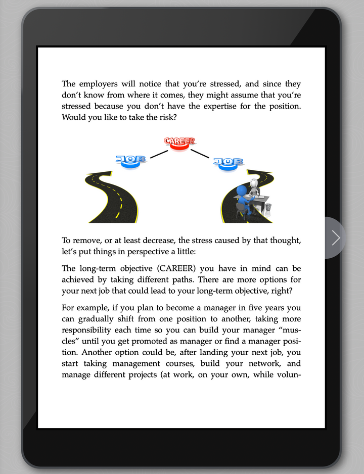 tablet view of job vs career perspective from ebook Introverts Leverage Your Strengths for an Effective Job Search