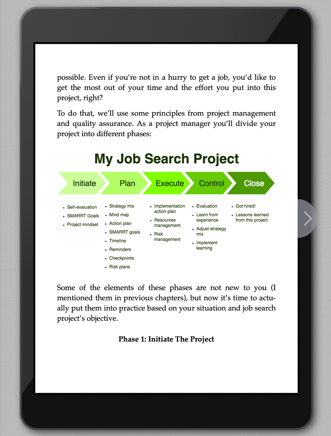 tablet view of page my job search project from ebook Introverts Leverage Your Strengths for an Effective Job Search