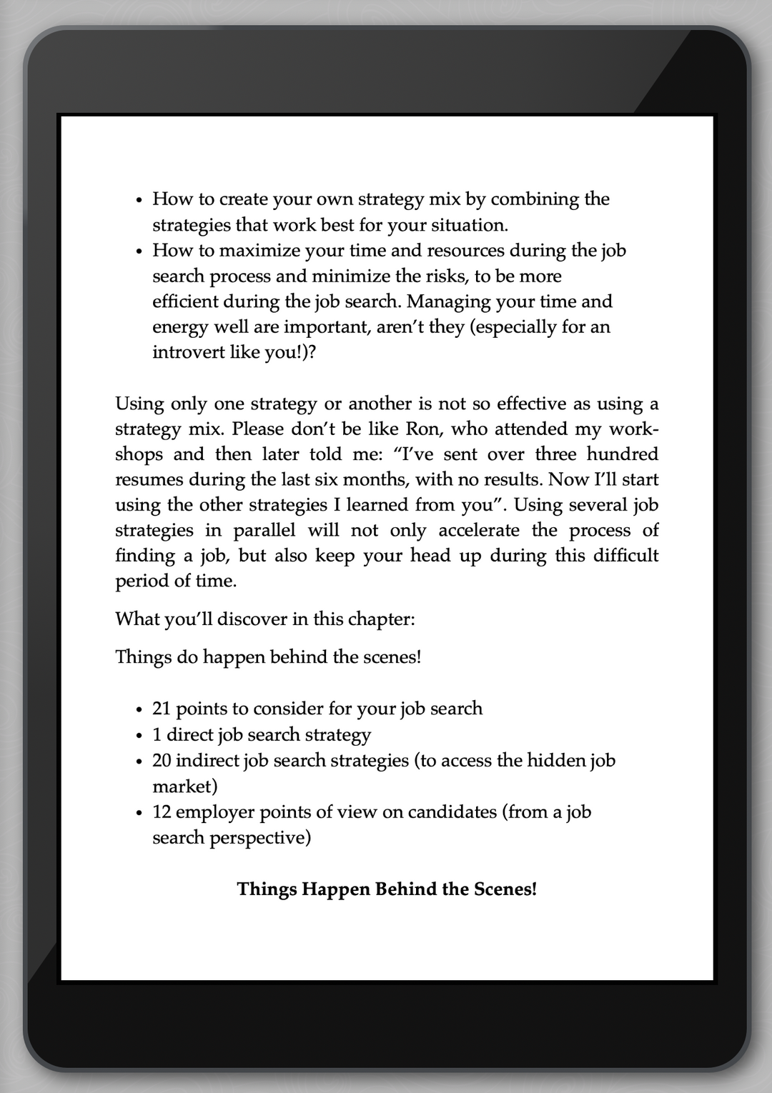 tablet view of page 'what discover' from ebook Introverts Leverage Your Strengths for an Effective Job Search