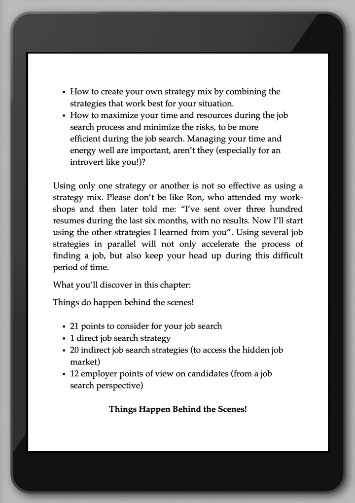tablet view of page 'what discover' from ebook Introverts Leverage Your Strengths for an Effective Job Search